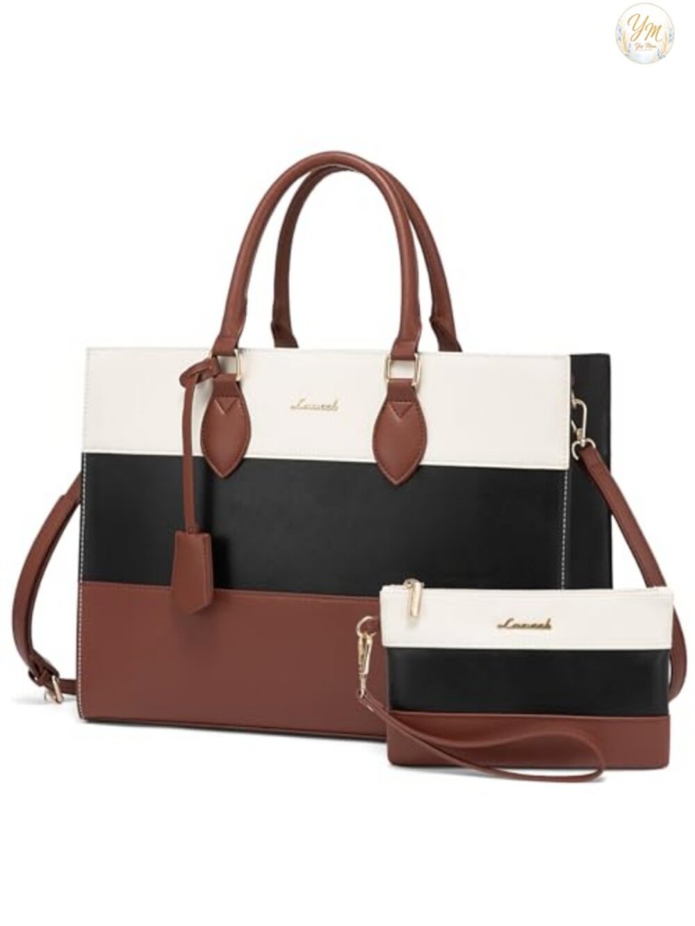 LOVEVOOK Waterproof Vegan Leather Laptop Tote Briefcase 15.6 Inch